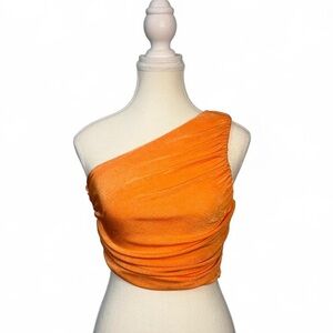 Orange One-Shoulder Top‎